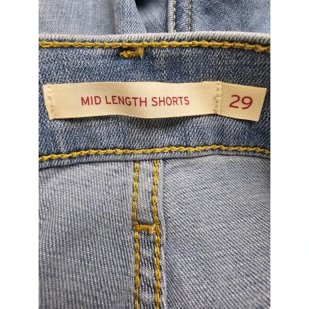 Levi's Womens Mid-Rise Mid-Length Shorts Blue Cotton Blend Casual Size 29